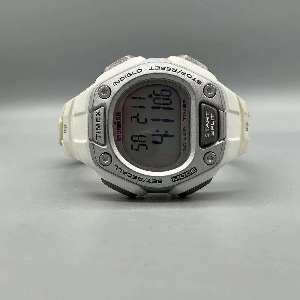 Timex Ironman 30 Lap Womens Watch 32mm Digital White Resin Indiglo New Battery